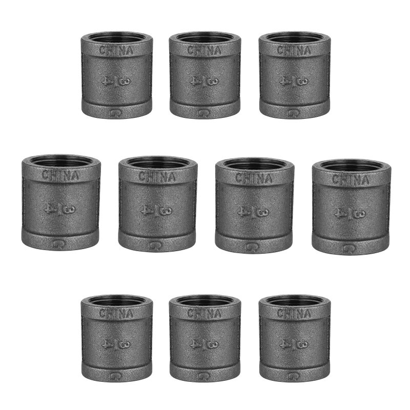Home TZH 3/4" Pipe Fitting Coupling, Home TZH 10 Pack Malleable Iron Cast Pipe Coupling for Steam-punk Vintage Shelf Bracket DIY Plumbing Pipe Decor Furniture (10, 3/4") - Image 1